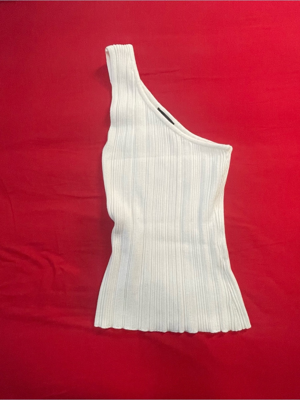 Dynamite One-Shoulder White Ribbed Tank Top - Picture 3 of 3